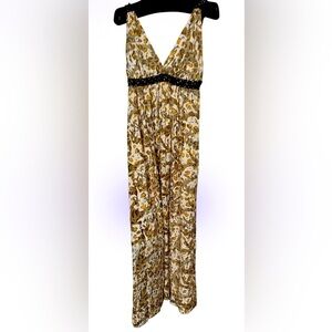 2B Bebe sheer Neutral leopard print maxi dress Sz M
